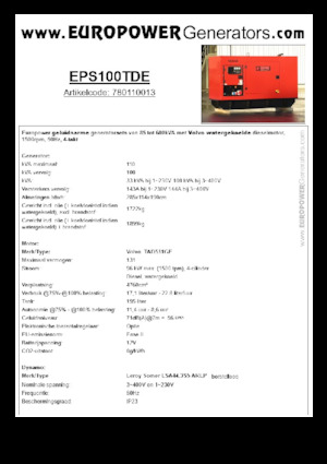 Дизельні генератори Europower EPS100TDE (LS)