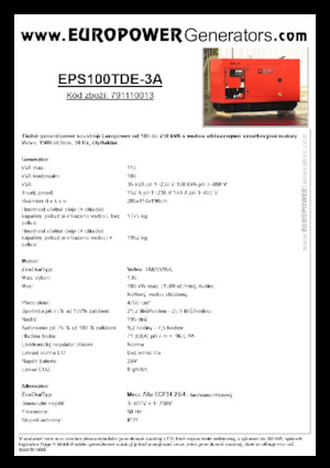 Дизельні генератори Europower EPS100TDE-3A (MA)