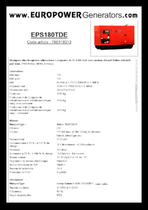 Дизельні генератори Europower EPS180TDE (LS)