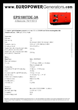 Дизельні генератори Europower EPS180TDE-3A (MA)