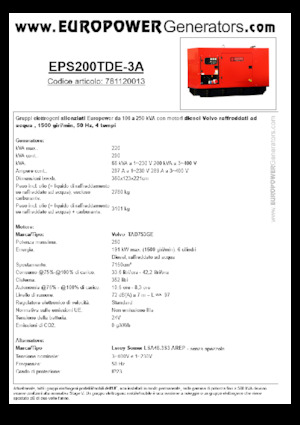 Дизельні генератори Europower EPS200TDE-3A (LS)