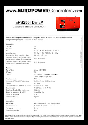 Дизельні генератори Europower EPS200TDE-3A (MA)