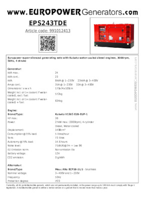 Дизельні генератори Europower EPS243TDE (MA)