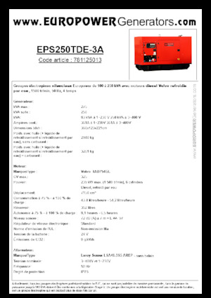 Дизельні генератори Europower EPS250TDE-3A (LS)