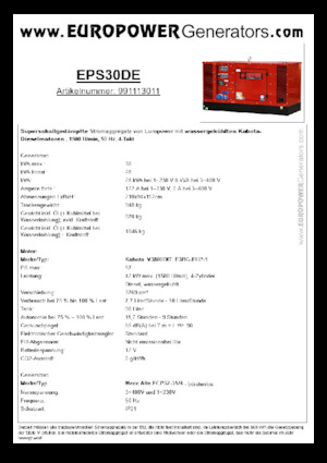 Дизельні генератори Europower EPS30DE (MA)