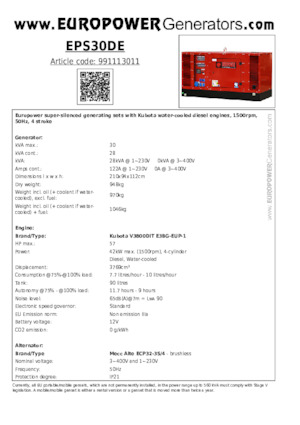 Дизельні генератори Europower EPS30DE (MA)