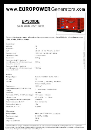 Дизельні генератори Europower EPS30DE (MA)