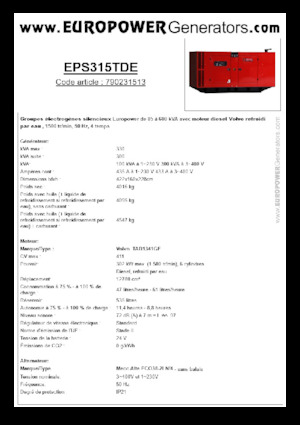 Дизельні генератори Europower EPS315TDE (MA)
