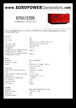 Дизельні генератори Europower EPS315TDE (MA)