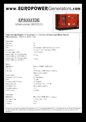 Дизельні генератори Europower EPS333TDE (MA)