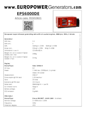 Дизельні генератори Europower EPS6000DE (S)