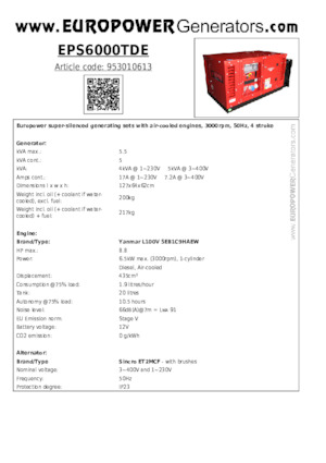Дизельні генератори Europower EPS6000TDE (S)