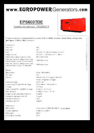 Дизельні генератори Europower EPS600TDE (LS)