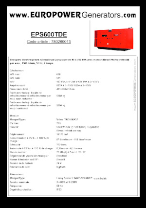 Дизельні генератори Europower EPS600TDE (LS)