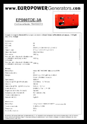 Дизельні генератори Europower EPS60TDE-3A (LS)