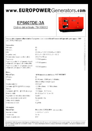 Дизельні генератори Europower EPS60TDE-3A (MA)