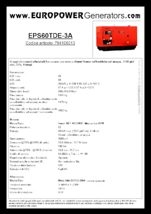Дизельні генератори Europower EPS60TDE-3A (MA)