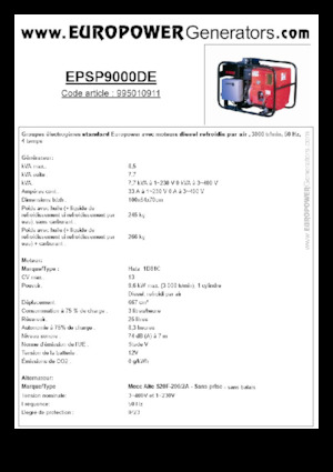 Дизельні генератори Europower EPSP9000DE (MA)