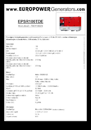 Дизельні генератори Europower EPSR100TDE (MA)