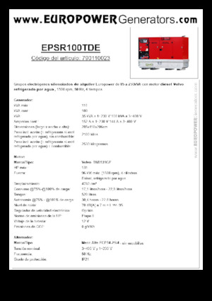 Дизельні генератори Europower EPSR100TDE (MA)