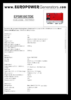 Дизельні генератори Europower EPSR100TDE (MA)
