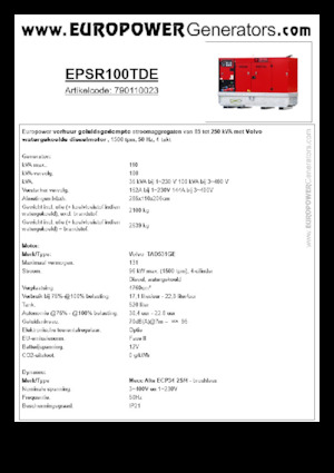 Дизельні генератори Europower EPSR100TDE (MA)