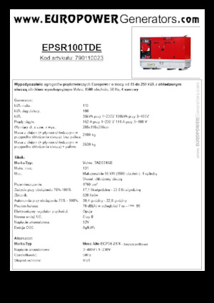 Дизельні генератори Europower EPSR100TDE (MA)