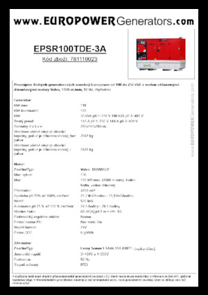 Дизельні генератори Europower EPSR100TDE-3A (LS)