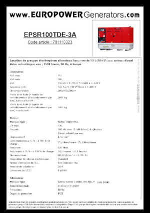 Дизельні генератори Europower EPSR100TDE-3A (LS)