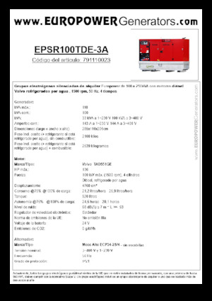 Дизельні генератори Europower EPSR100TDE-3A (MA)