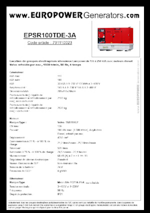 Дизельні генератори Europower EPSR100TDE-3A (MA)
