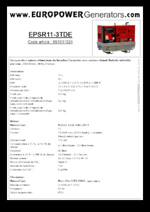 Дизельні генератори Europower EPSR11-3TDE (MA)