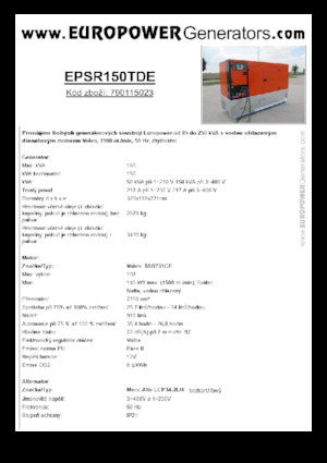 Дизельні генератори Europower EPSR150TDE (MA)