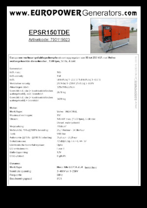 Дизельні генератори Europower EPSR150TDE (MA)
