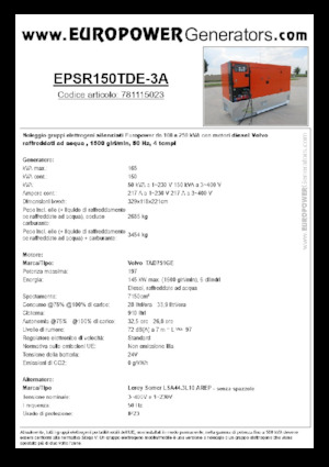 Дизельні генератори Europower EPSR150TDE-3A (LS)