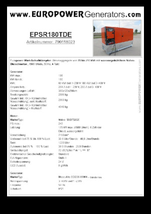 Дизельні генератори Europower EPSR180TDE (MA)