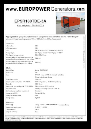 Дизельні генератори Europower EPSR180TDE-3A (LS)
