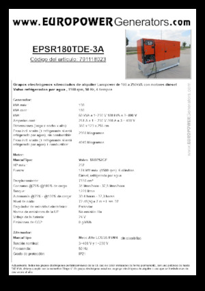 Дизельні генератори Europower EPSR180TDE-3A (MA)