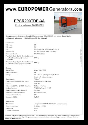 Дизельні генератори Europower EPSR200TDE-3A (LS)