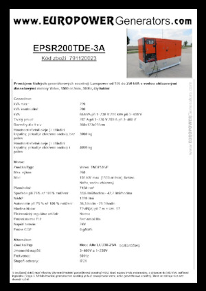 Дизельні генератори Europower EPSR200TDE-3A (MA)