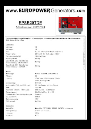 Дизельні генератори Europower EPSR20TDE (MA)