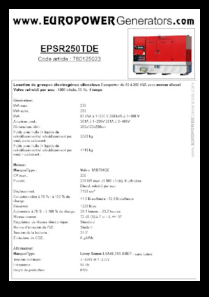 Дизельні генератори Europower EPSR250TDE (LS)