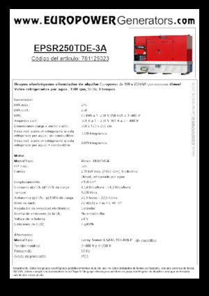 Дизельні генератори Europower EPSR250TDE-3A (LS)