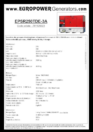 Дизельні генератори Europower EPSR250TDE-3A (LS)