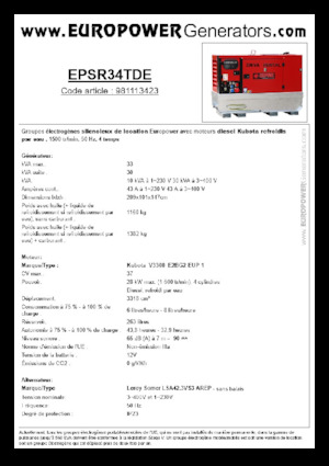 Дизельні генератори Europower EPSR34TDE (LS)