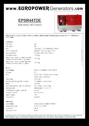 Дизельні генератори Europower EPSR44TDE (LS)