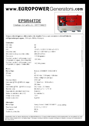 Дизельні генератори Europower EPSR44TDE (LS)