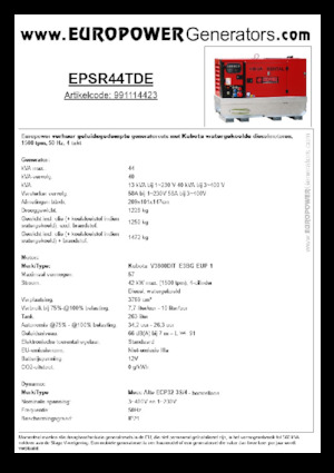 Дизельні генератори Europower EPSR44TDE (MA)