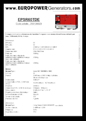 Дизельні генератори Europower EPSR60TDE (LS)