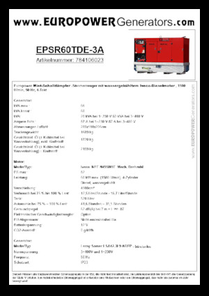 Дизельні генератори Europower EPSR60TDE-3A (LS)